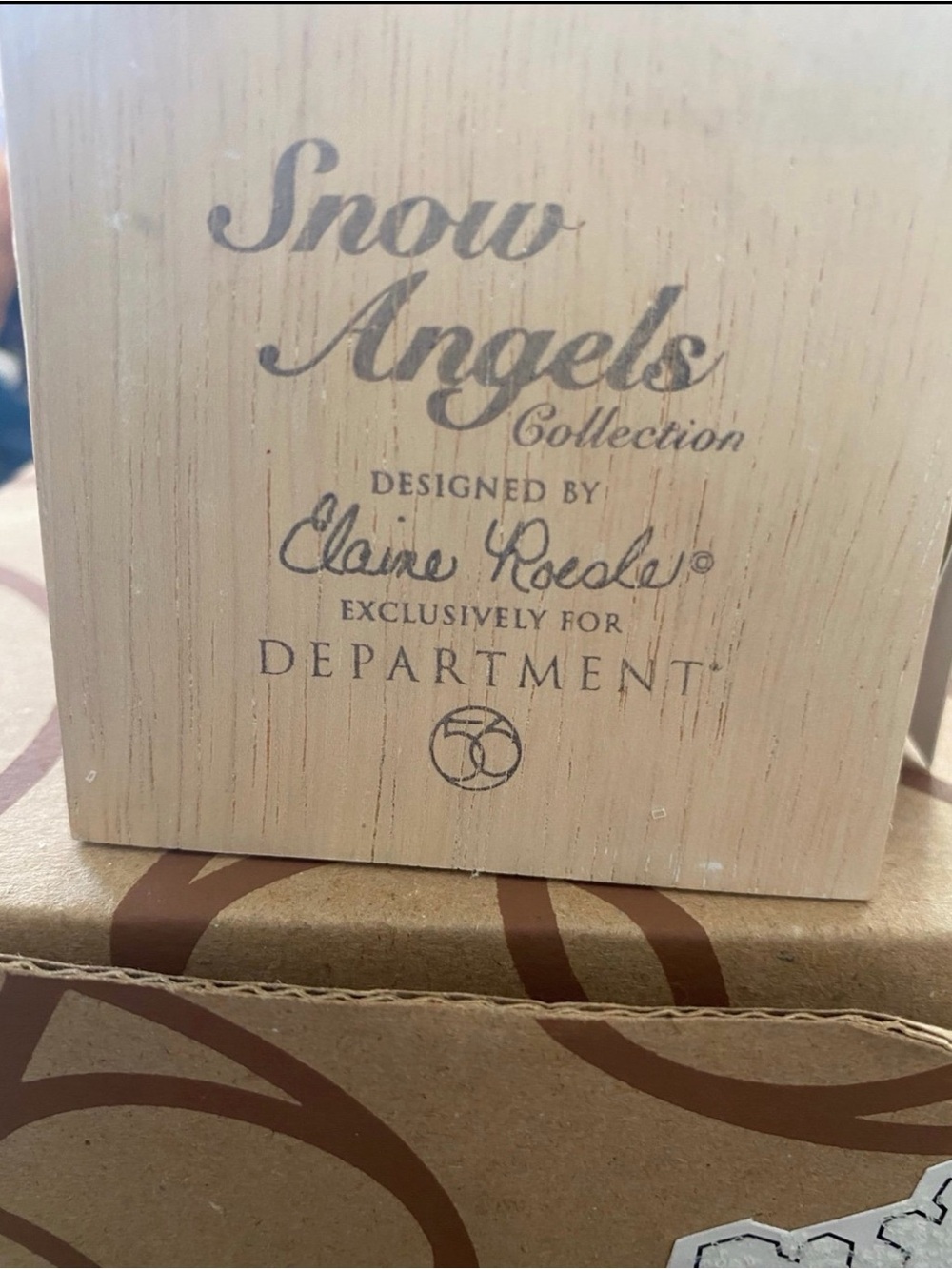 Department 56 Snow Angels Wooden Box - Beige, Brown